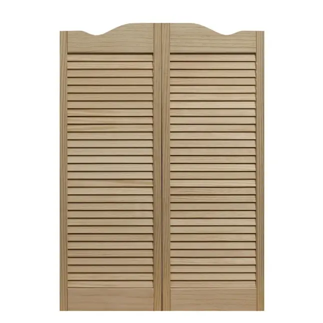 Unfinished Pine Wood Dixieland Louvered Double Cafe Door - 30x42 in, 1-1/8 in. Thick, 16 lbs., Easy Install, Full Louver Design, Full Light, Stay Open, Strong Joints, for DIY Users’ Home Improvement Light & Ventilation Needs