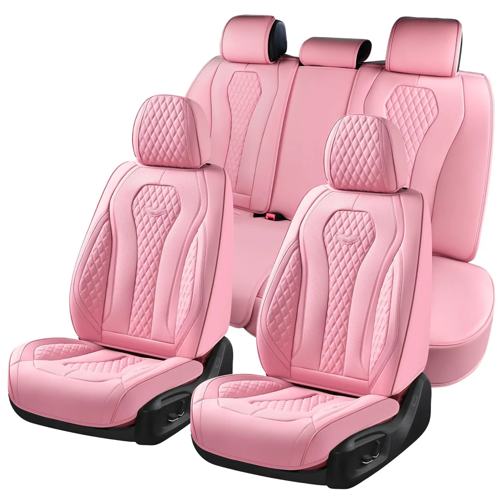 Coverado Car Seat Covers Full Set - Pink Waterproof Protectors for Front & Back Seats - Universal Fit Auto Cushions - upgraded car Premium Interior Upgrade & Cute Accessories stylish upgrade