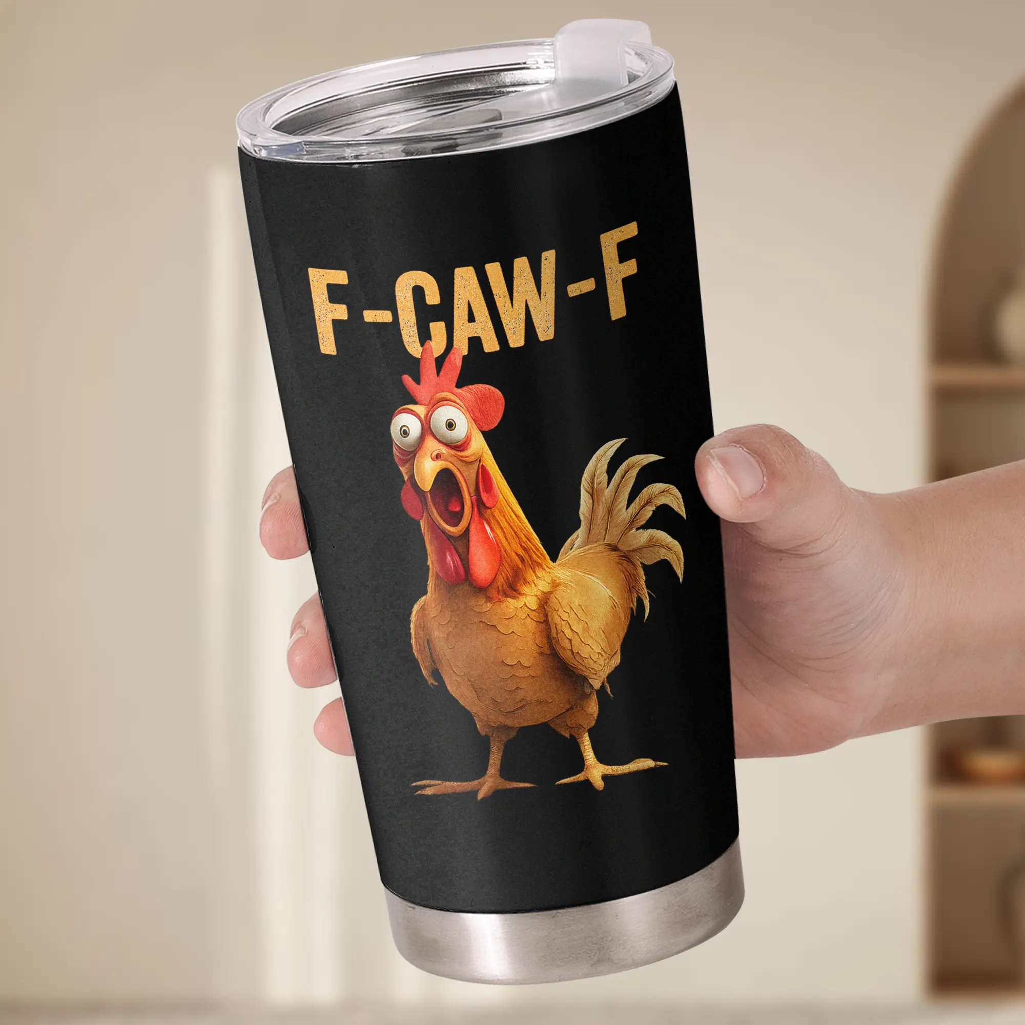 20oz F-CAWF Stainless Steel Insulated Portable Flask Mug with Lid, Reusable Chicken-Themed Coffee Tumbler, Unique Sarcastic Humor Gift for Coworkers, Insulation