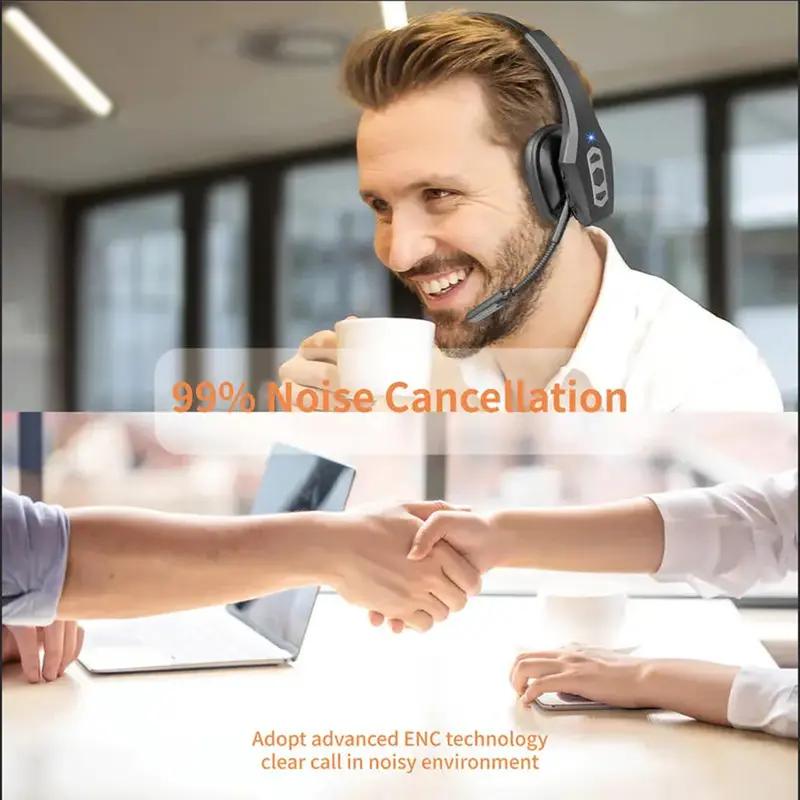 Trucker Bluetooth Headset Wireless with Mic Dual Noise Cancelling Microphone PC for Cell Phones Computer Audio Headphone Dual-Mic high quality eradphone travel work laptop pc cellphone gear Button Electronic Earbuds ipx5 waterproof audio earbuds portable