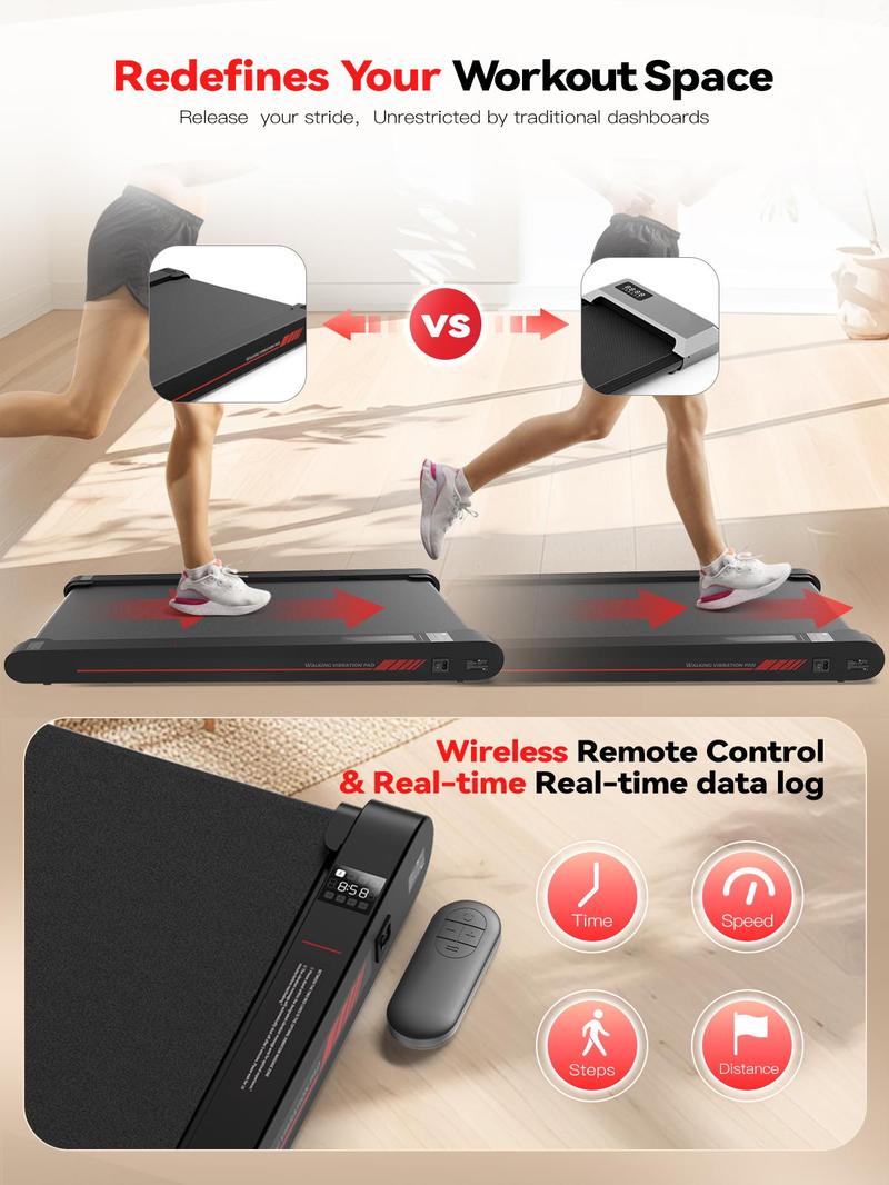 Walking Vibration Pad,Vibrating Plate, Remote Control & APP, Lightweight Under Desk Treadmills For Home & Office,Servo Motor Technology, 3 in 1 Portable Walking Pad Treadmill, 350 Lbs Capacity,4 Fat-Burning Modes, 3.8 Mph, 22 Lbs