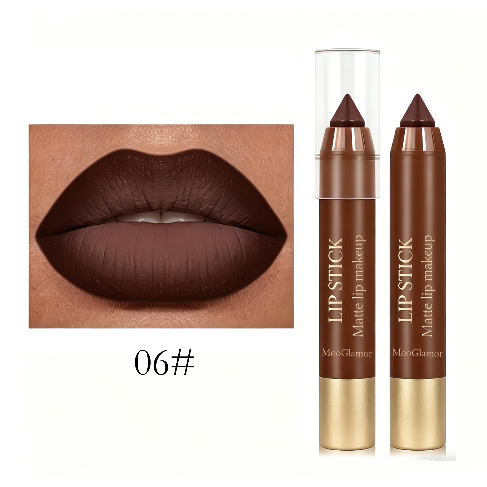Mooglamor 6Pcs Matte Creamy Lipstick Pencil Set Long Lasting Makeup Waterproof Transferproof Lip Pens Nude Brown Moisturizing Lip Glossy Smooth Cosmetics DealsForYouDays