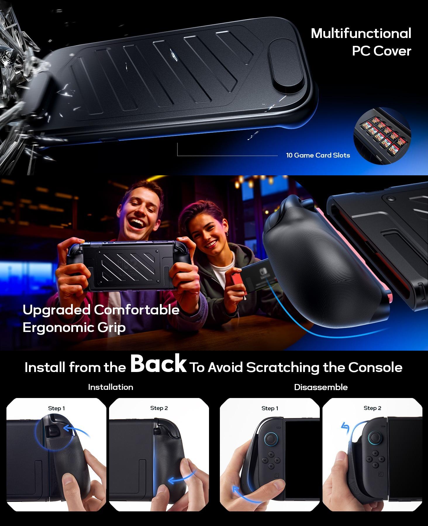 JSAUX Split Protevtive Case for Nintendo Switch 2, TPU Middle Frame & PC Face Cover, Non-Slip Ergonomic Grip, Storage for 10 Game Cards, Supports Stand Use, Shock Absorption & Anti-Scratch-PC0114 JSAUX Split Protevtive Case for Nintendo Switch 2, TPU Middle Frame & PC Face Cover, Non-Slip Ergonomic Grip, Storage for 10 Game Cards, Supports Stand Use, Shock Absorption & Anti-Scratch-PC0114
