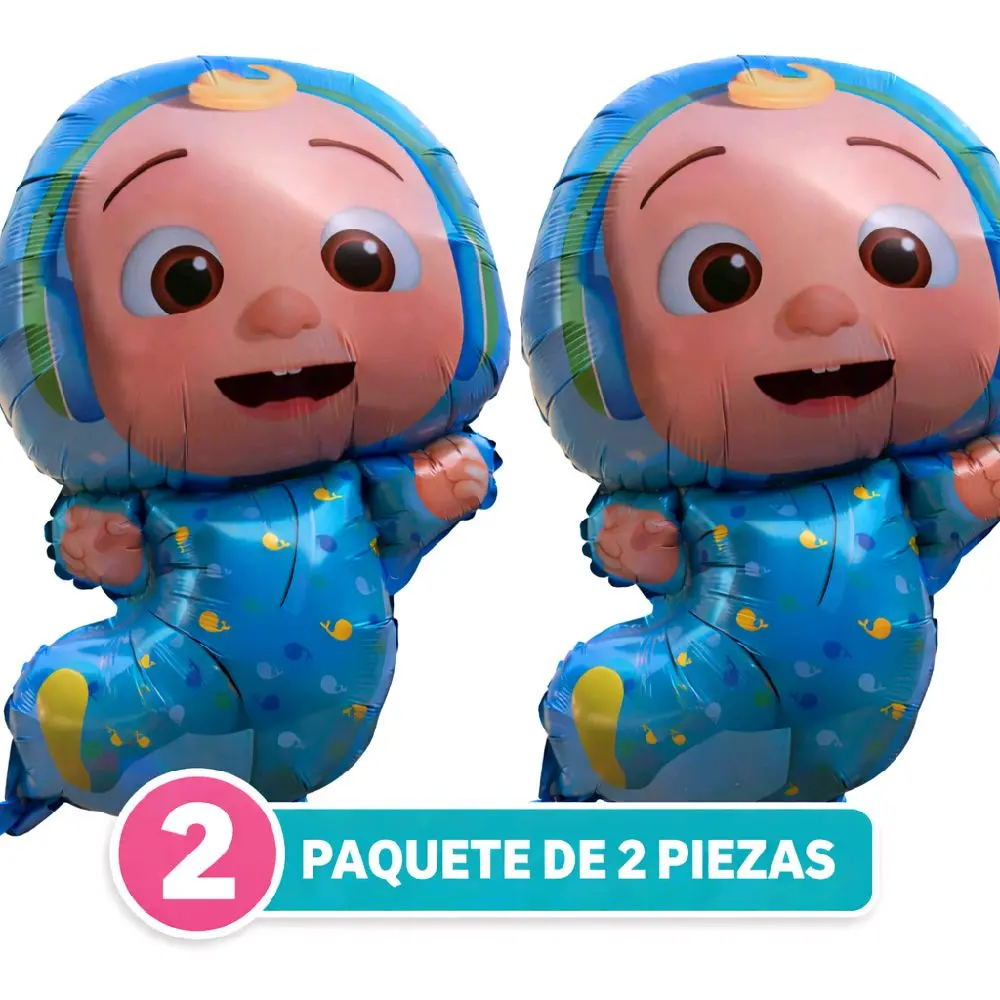 2-Pack Cocomelon Cute Baby Cartoon Foil Balloons, Festive Party Decor for Kids' Birthday Celebrations