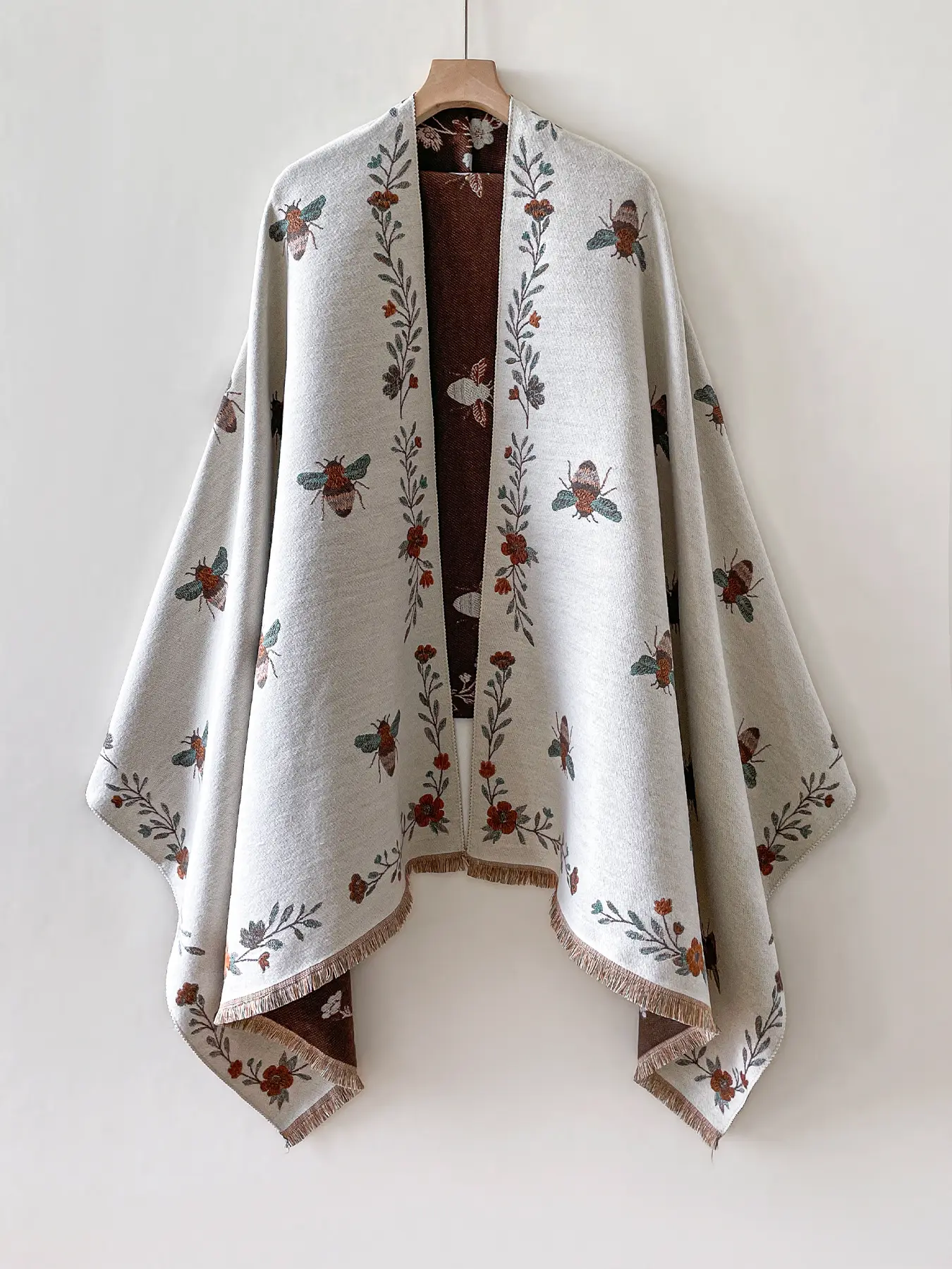 Unisex Plant Print Shawl, Soft Warm Casual Scarf for Fall & Winter, Daily Accessory, Perfect Birthday Gift Idea