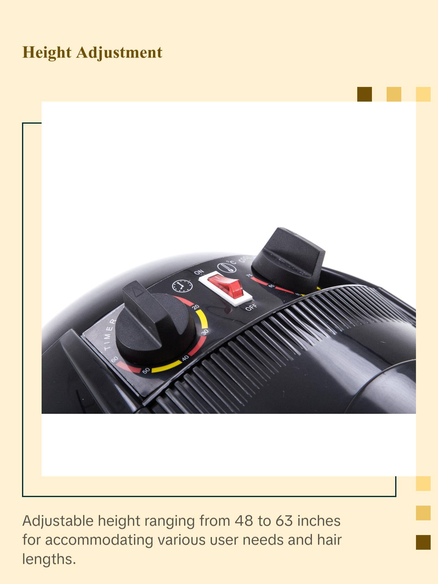 BarberPub 1300W Adjustable Hooded Floor Hair Bonnet Dryer Stand Up Rolling Base  Hot Perm Heating Element VHD08