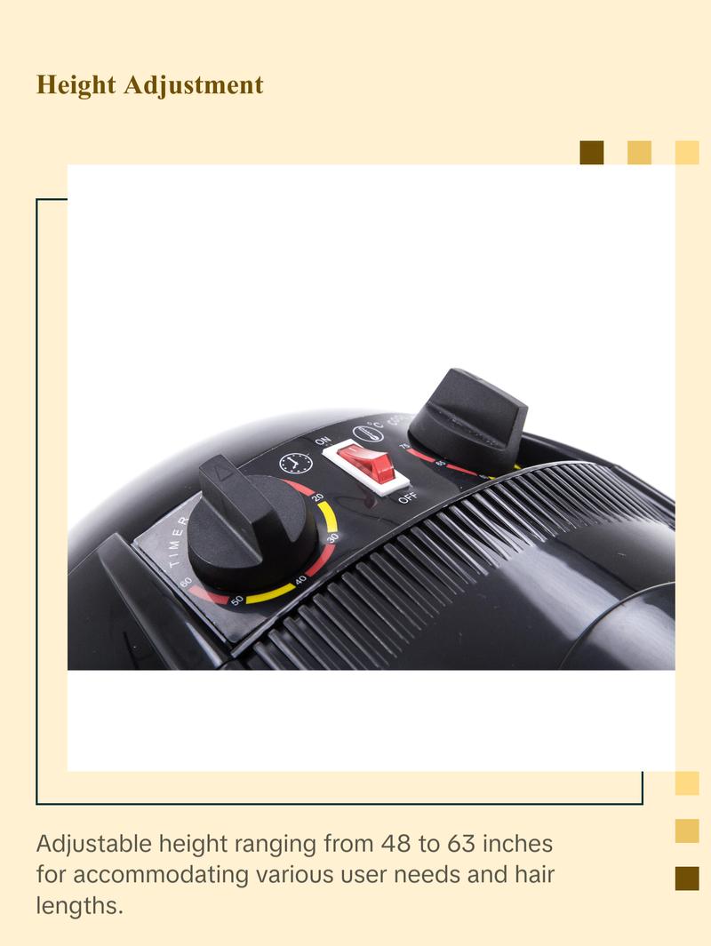 BarberPub 1300W Adjustable Hooded Floor Hair Bonnet Dryer Stand Up Rolling Base  Hot Perm Heating Element VHD08