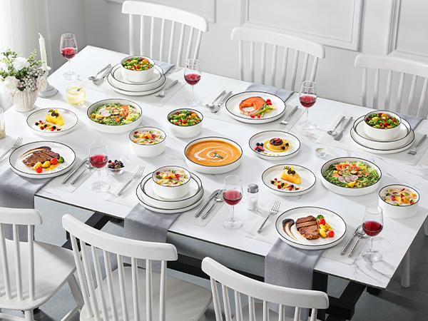 MALACASA Porcelain Dinnerware Set,Modern Dish Set for 4/6, Premium Plates and Bowls Sets, Chip and Scratch Resistant Dishware Sets Microwave Dishwasher Safe Kitchen Dishes Dining Ware Set, Series LEAH MALACASA Porcelain Dinnerware Set,Modern Dish Set for 4/6, Premium Plates and Bowls Sets, Chip and Scratch Resistant Dishware Sets Microwave Dishwasher Safe Kitchen Dishes Dining Ware Set, Series LEAH