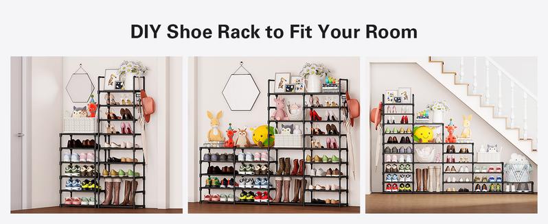 DENKEE 10 Tier Shoe Rack Organizer Large Tall Shoe Rack Shelf Holds 55-65 Pairs Shoes and Boots