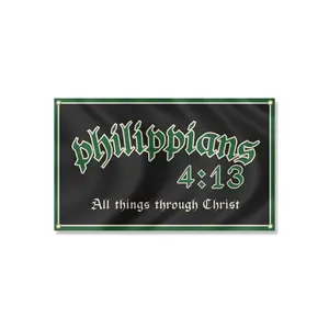 “Philippians 4:13" 3x5 ft Christian Indoor Flag with Button Corners for Bedroom Dorm Office Decor