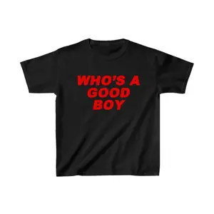 Who's A Good Boy Y2K Baby Tee, Women Trendy Cute Short Sleeve Aesthetic Preppy Cotton T-Shirt Casual Womenswear Tshirt