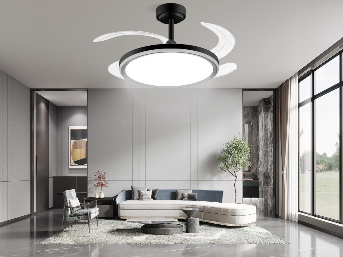 【SALE】BAYSQUIRREL Slim Retractable Ceiling Fan with Light & APP Remote Control 42in Modern Smart RGB Fan with Bluetooth Speaker Dimmable Full Spectrum Memory 6-Speed Reversible,Feb Faves,Excellent Gifts for Valentine's Day