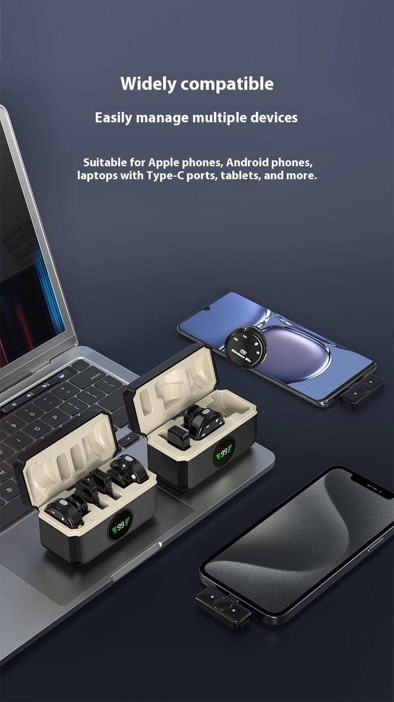 Wireless Lavalier Microphone for iPhone iPad AndroidWith Charging Case Audio Smartphone AudioSmartphone Portable Noise Cancellation Clip LapelReceiver Equipment Device Recording Usb Wearablewireless microphone streaming equipment。Black Friday