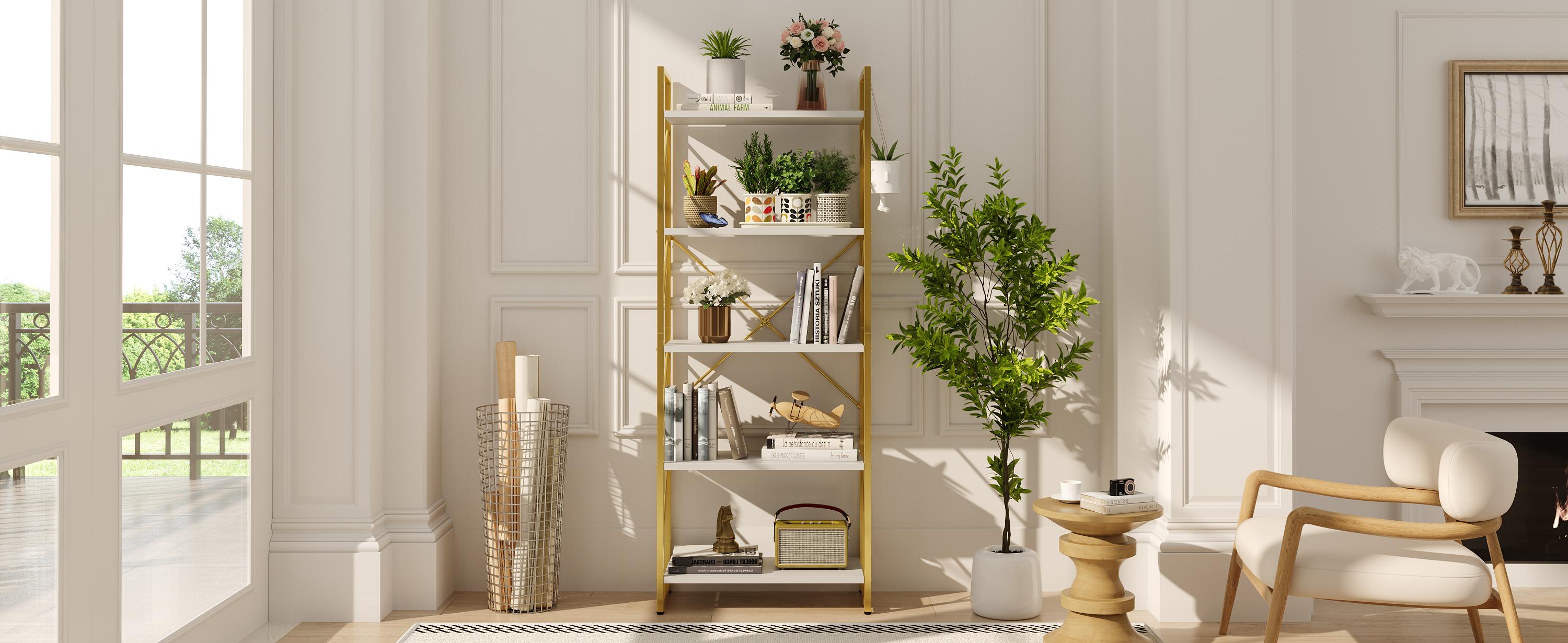 Yitahome Storage Shelf - 5 and 6 Tiers Open Bookshelf for Home Office, Living Room, Bedroom, Study Room, Open Display Storage Rack Shelves for Kitchen, Holder Organizer for Books and Movies