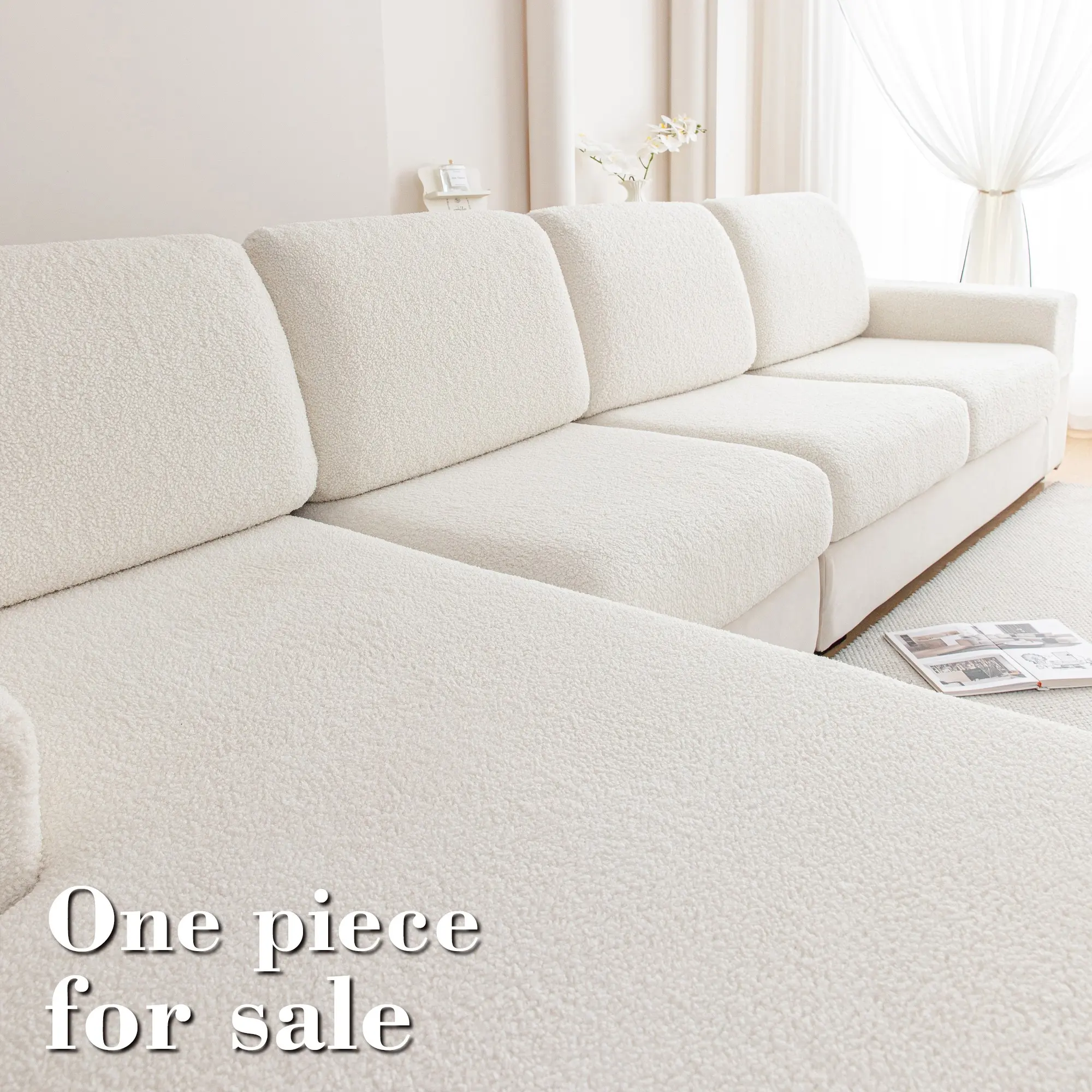 1pc Elastic Sofa Seat Cover, Stretchable Sofa Cover, Washable Anti-Slip Sofa Slipcover, Reusable Soft Couch Protector for L-Shaped and 1-4 Seater Sofas, Living Room Modern Sofa Protector