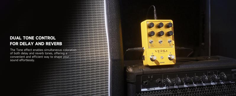 Donner Versa - Yellow Fall II 3x3 Reverb-Delay Combo Guitar Pedal with Tap Tempo