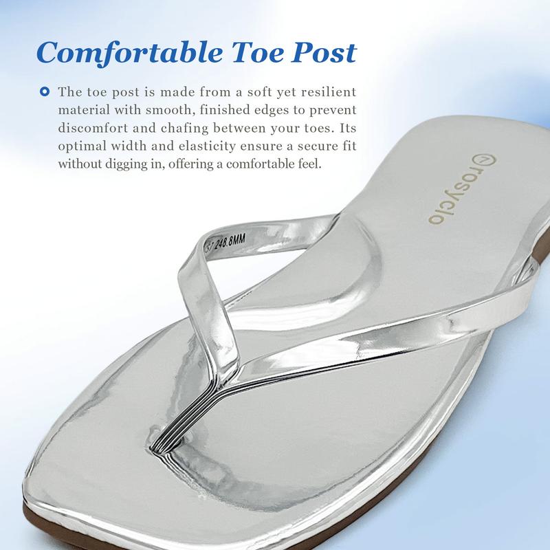 Lumubby Shiny Mirror PU Square-Toe Flip Flops Unisex Comfort Casual Sandals for Daily Wear Lightweight Easy to Clean Stylish Design Summer Shoe Flipflop