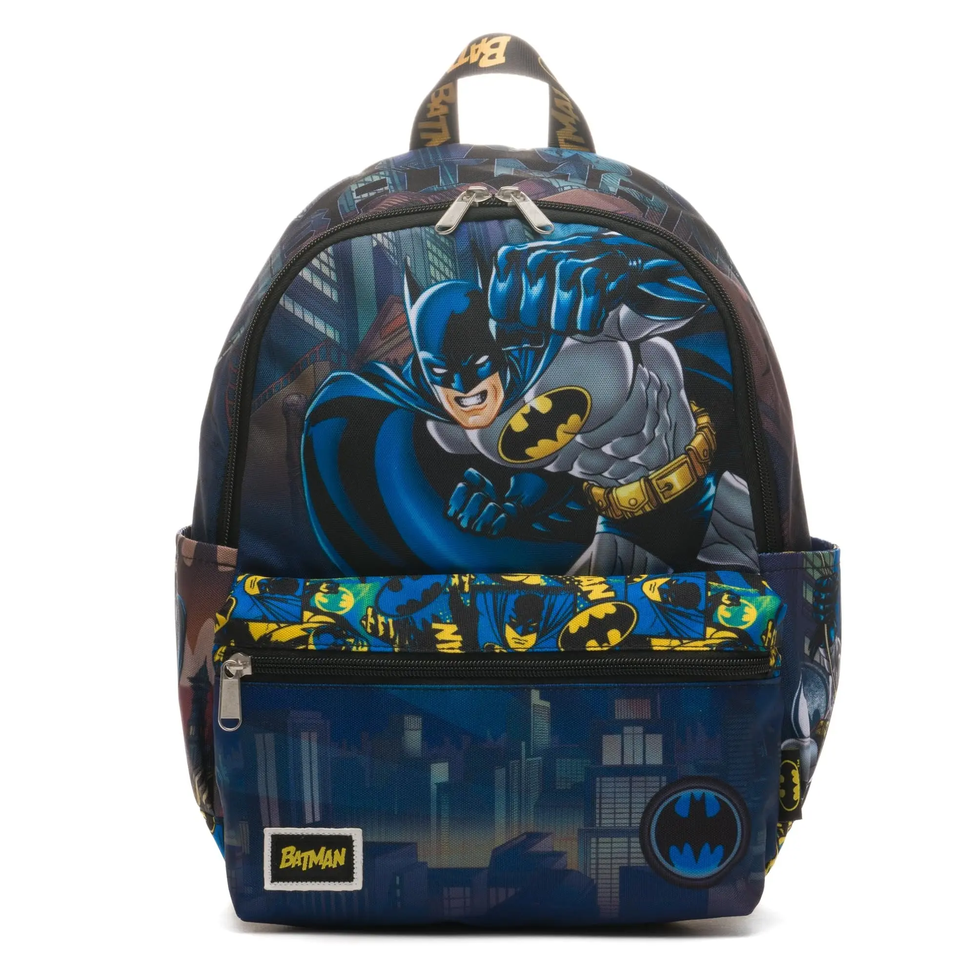 Wondapop Warner Bros Batman KaPow Fashion Durable Nylon Zipper Backpack - 13" Deluxe Functional Daypack for School, Fashion Durable Backpack
