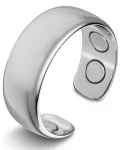 MagnetRX Men's Silver Magnetic Ring - Hypoallergenic & Waterproof - Adjustable Ring