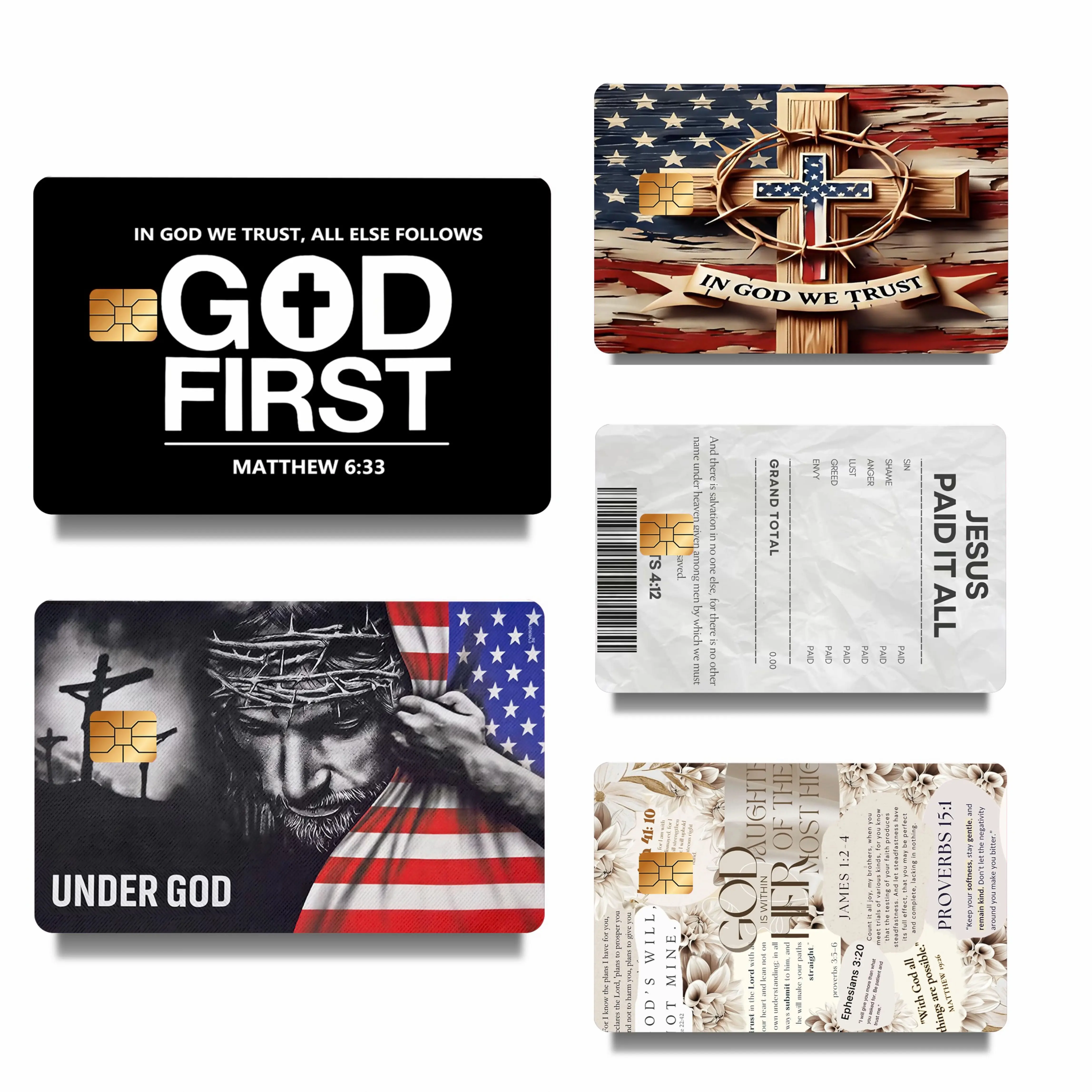 Faith & Patriot Vinyl Card Sticker Set - Faith-Based Crafts Scrapbook Accessories, Inspirational Credit Card Stickers with Cross & Scripture Designs, Sticker Decal,back to school