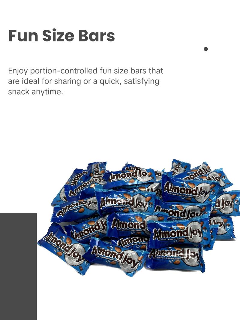 Almond Joy Fun Size Candy Bars in Resealable Bag – Available in 1 lb, 2 lb, 3 lb, and 5 lb Snack Bags - TikTok Candy Trend Item Almond Joy Fun Size Candy Bars in Resealable Bag – Available in 1 lb, 2 lb, 3 lb, and 5 lb Snack Bags - TikTok Candy Trend Item