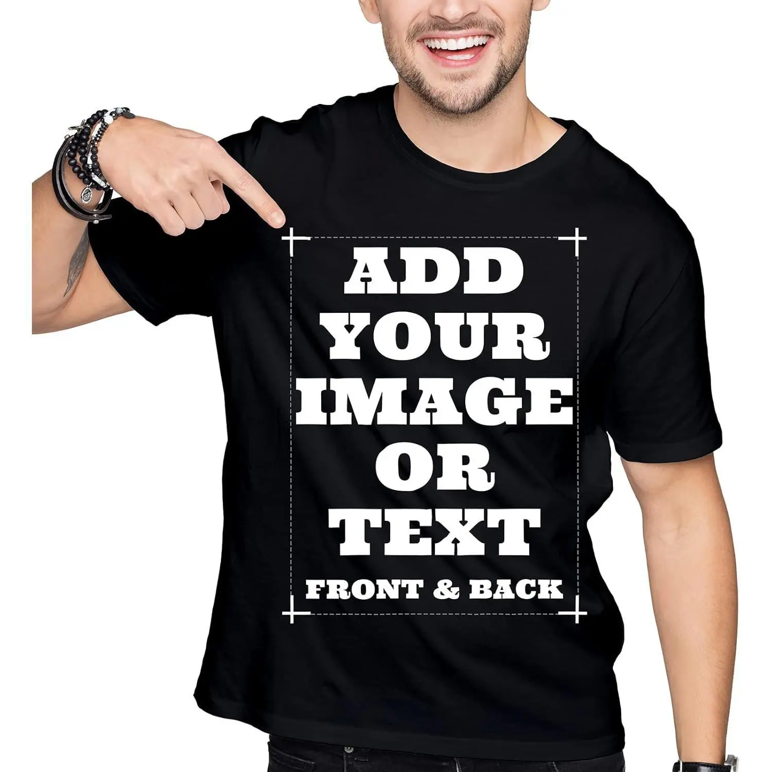 Men's Round Neck Lightweight Cotton Fabric Graphic T-Shirt - Unisex Casual Short-Sleeve Top, Custom Print Front & Back, Streetwear