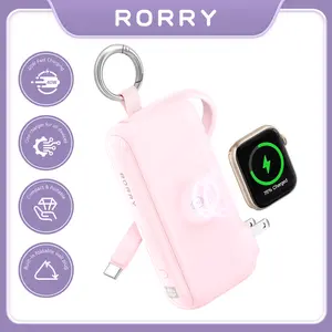 RORRY Flow Portable Charger 10000mAh 40W Fast Charging Power Bank with USB C Cable & Foldable Plug for iPhone 17/16/15 Apple Watch iPad MacBook Travel Essentials