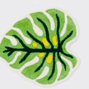 Leaf Shaped Bath Mat - Green, Soft Plush, Simple Design Cozy Quick-Dry Bath Mat Set massage