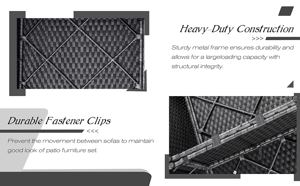 Walsunny Patio Furniture Set 7 Pieces Outdoor Rattan Chair Wicker Sofa Garden Conversation Bistro Sets for Yard, Pool or Backyard, Silver Gray