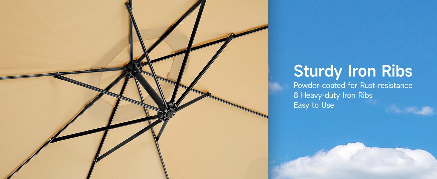 【Adjustable Tilt & Double-Sided】ONBRILL 13/10FT Cantilever Patio Umbrella with Base Included, Heavy Duty Large Outdoor Umbrella Offset for Pool, Patio, Backyard,Outdoor Furniture,Garden Furniture,Summer,Mother's Day Gift