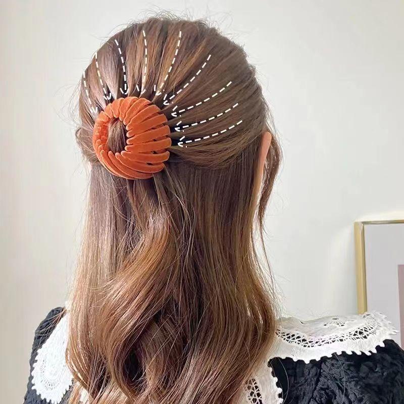 7pcs Bohemian Style Bird Nest Magic Hair Clips Set, Elegant Hollow-Out Round Plastic Hair Bun Accessories for Women, with Wedding Festival Hair Decor