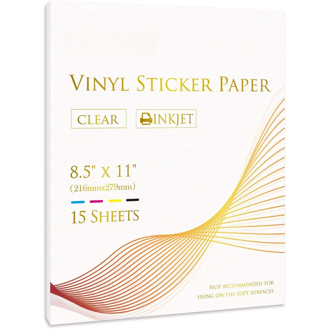 Clear Sticker Paper for Inkjet Printers -  Transparent Printable Vinyl Sticker Paper - 15 Sheets 8.5x11 Inch Glossy Clear Label Paper for Custom Stickers, Decals