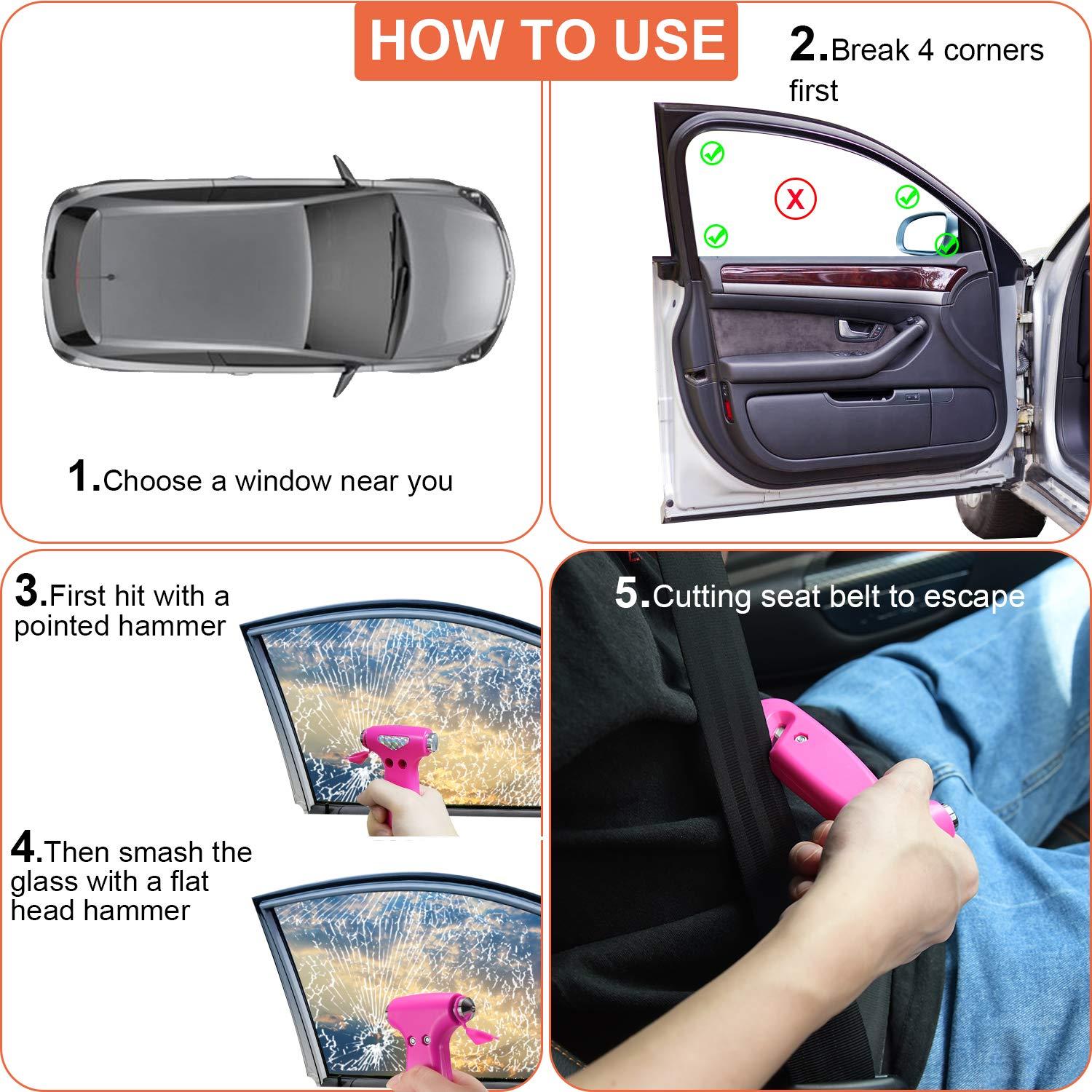 Car Safety Hammer – 3-in-1 Emergency Escape Tool with Window Breaker & Seat Belt Cutter| Ideal Family Safety Gift for Car Emergency Kits