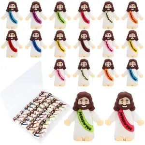 40 Pcs Mini Jesus Figurines in Bulk, Little Jesus Loves You Figures to Hide Tiny Action Figure for Crafts Pocket Seek Religious Gifts Christmas Stuffers Fillers Sunday School Baptism Christ Savior