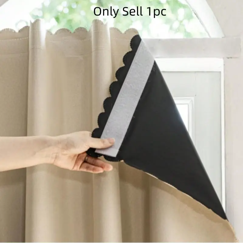 Self-Adhesive No-Drill Curtains with Hook and Loop, Ready Made Curtains Window Curtain 100% Blackout Drapes for Living Room Bedroom Balcony, Easy to Remove and Rent-Friendly, Easy Install Curtain