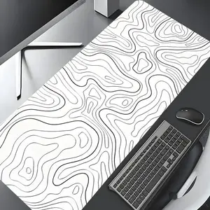 Topographic Line  Pattern Desk Mat, Rectangle Gaming Desk Mat, Non-slip Rubber Pad, Multi-size Mousepad Suitable for Laptop, Desktop Computer Games