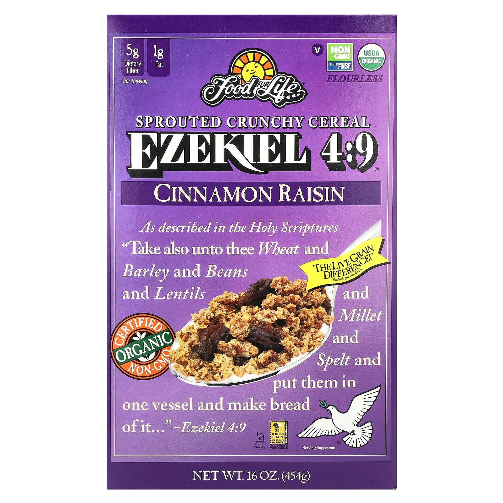 Food For Life Ezekiel 4:9® Sprouted Crunchy Cereal, Cinnamon Raisin, 16 oz (454 g)