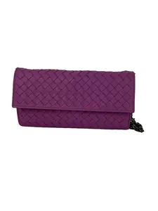 Pre-owned Bottega Veneta leather Clutches & Wristlets Nappa Intrecciato Contiental Flap Wallet Clutch