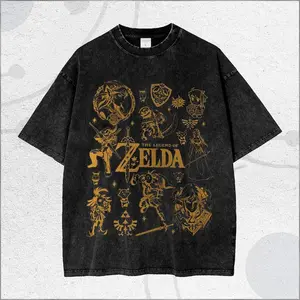 Vintage Washed Zelda Icon Collage Shirt, Retro Fantasy Adventure Tee, Game Lovers Gift, c123QaHc
