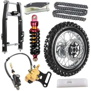 12" Rear Wheel 80/100-12 Tire Tube Rim Disc Brake Assembly + Swing Arm +420 Chain Sprocket + Rear Shock for Dirt Pit Bike CRF70 Apollo SSR Taotao Coolster 110cc 125cc XR CRF 50
