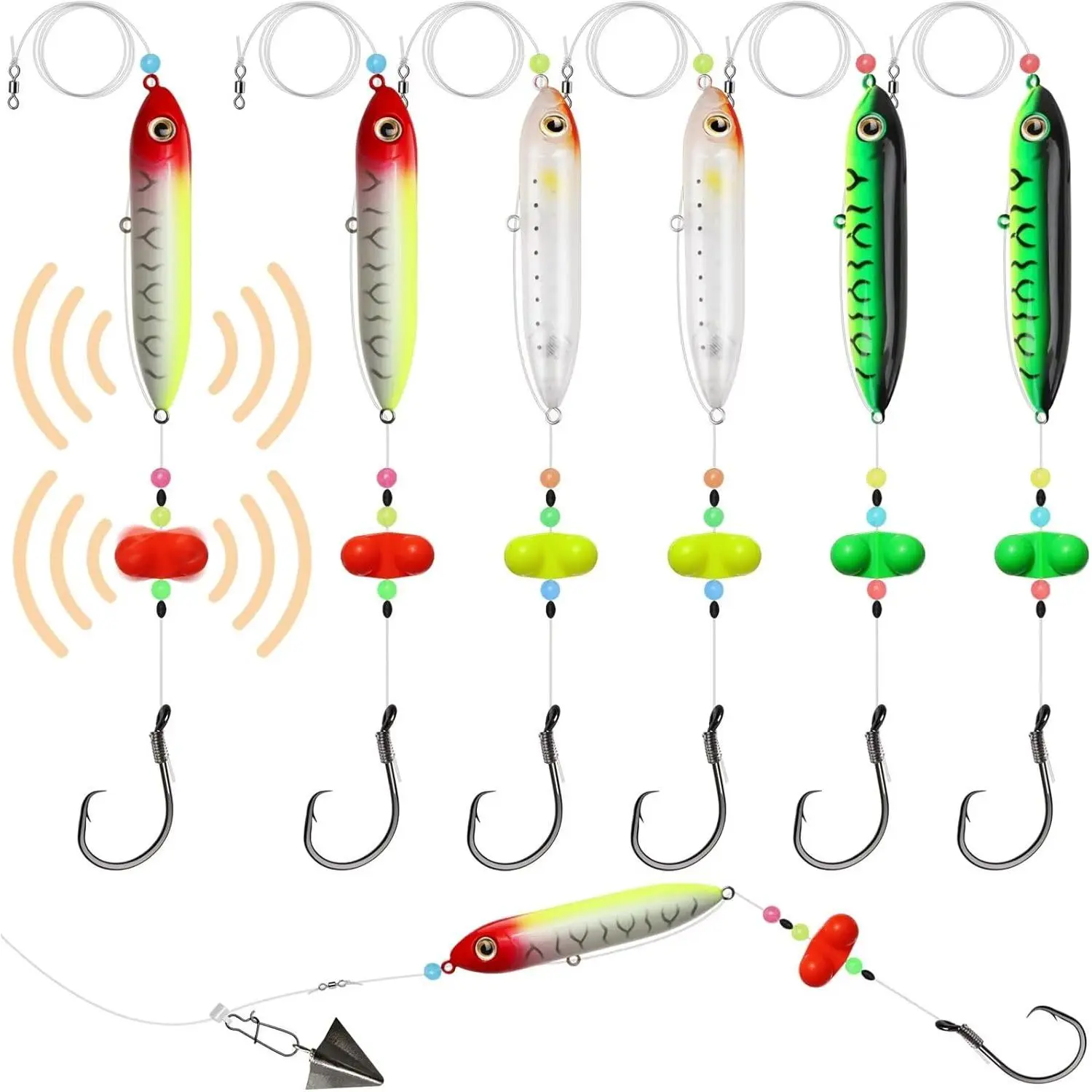 6PCS Santee Catfish Float Rigs with Rattles - Fishing Gear Set, Built-in Steel Balls, Spoon Lures for Bank Fishing Efficient Angling Accessories