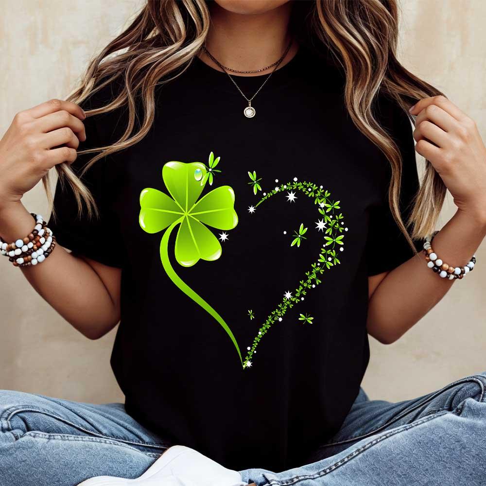 Crew Neck T Shirt Four Leaf Clover Heart Design St Patrick's Day Celebration,Unisex Graphic Casual Short Sleeve Crew Neck,Shirt for Men & Women, Gift for Her and Him Unisex T-shirt For Man And Woman, Tshirt, Streetwear Style, Retro Vintage Y2k Crew Neck T Shirt Four Leaf Clover Heart Design St Patrick's Day Celebration,Unisex Graphic Casual Short Sleeve Crew Neck,Shirt for Men & Women, Gift for Her and Him Unisex T-shirt For Man And Woman, Tshirt, Streetwear Style, Retro Vintage Y2k