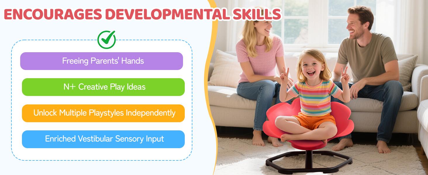Widest Spinning Swivel Chair For Autistic/ADHD,220Lb Maximum Weight,Sensory Furniture,Sit and Spin Toy for Balance & Coordination, Autism & ADHD Sensory Spinner Seat, Non-Slip Design, 360° Rotating Training Living Room Ergonomic kids outdoor play Children