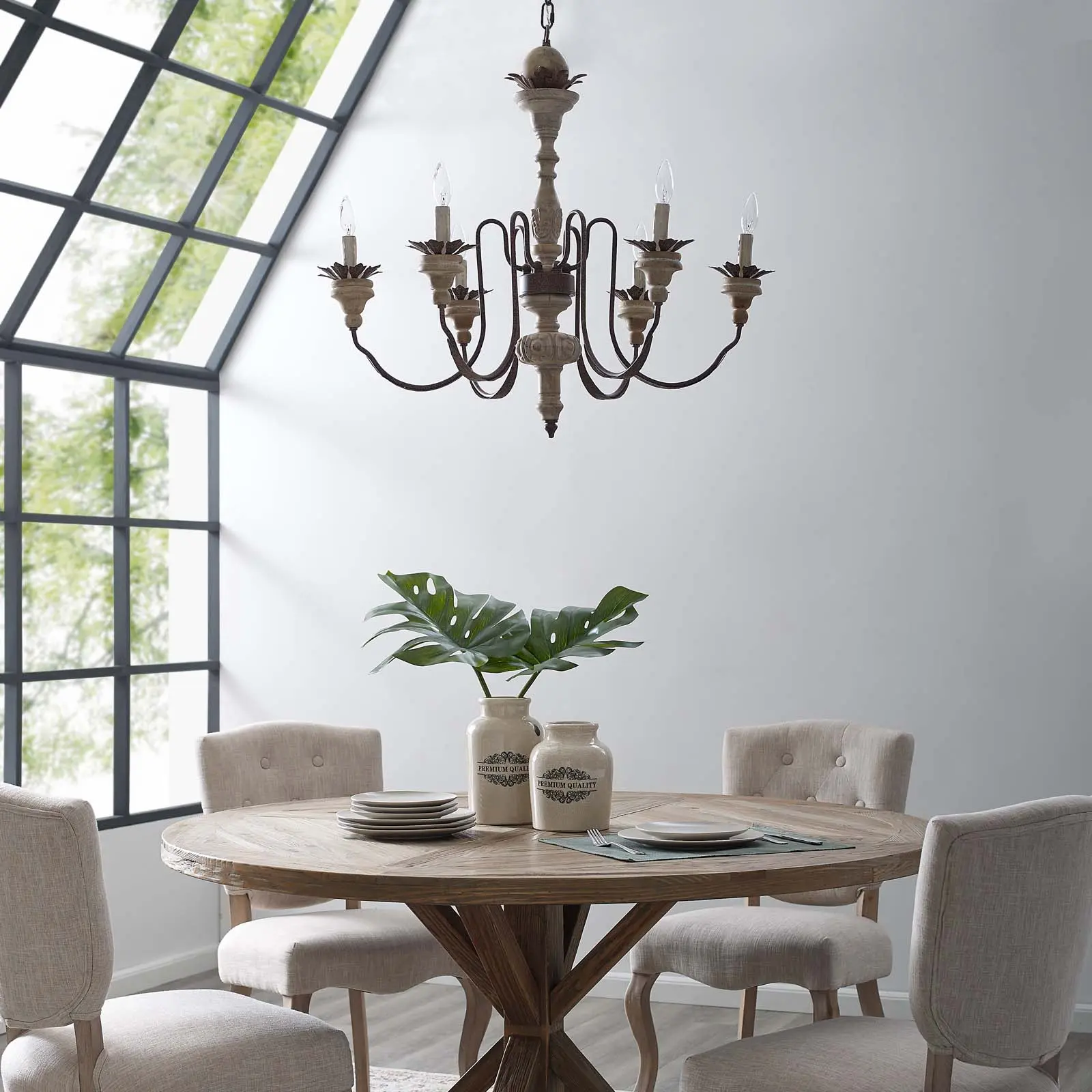 Modway Bountiful Vintage French Pendant Ceiling Light Candelabra Chandelier