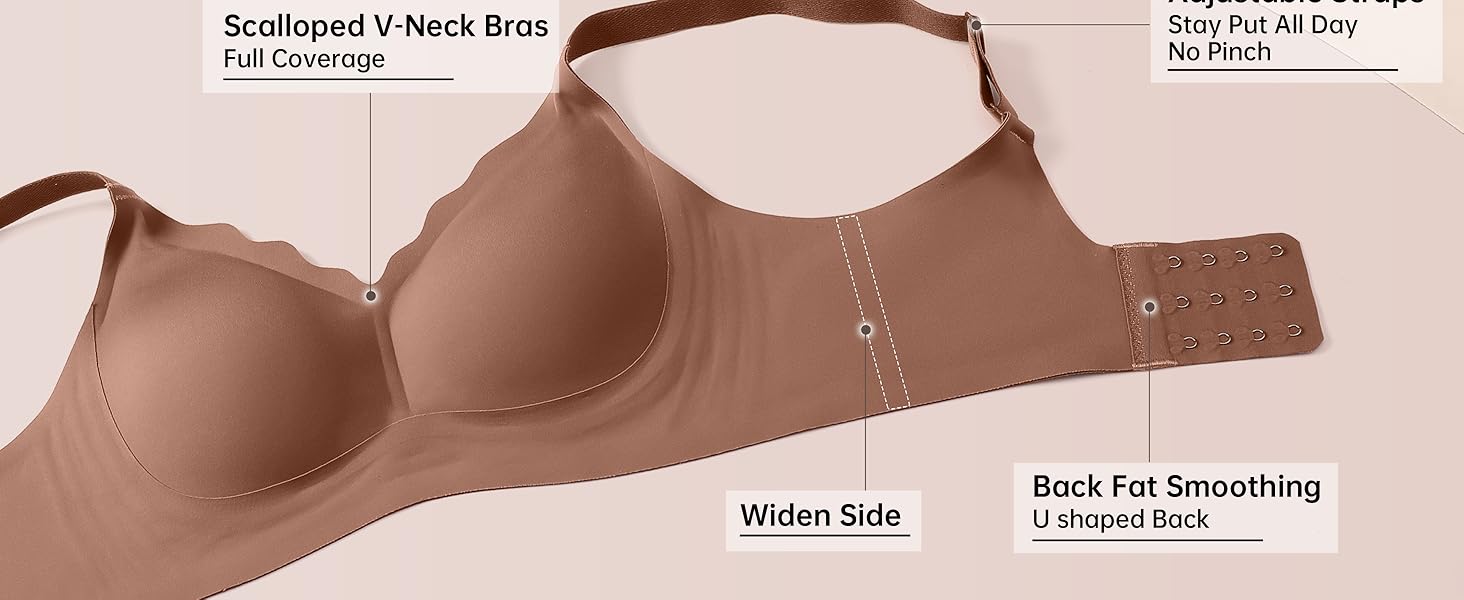 OEAK 2PCS Women Seamless Soft Push-Up Jelly Bralette Wireless No Underwire Comfort Full Coverage Everyday Bras