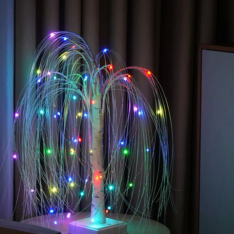QOJOQ RGB willow tree lamp, white branches, desktop lamp with 16+ color changes, suitable for Halloween, Christmas, parties, and home decoration