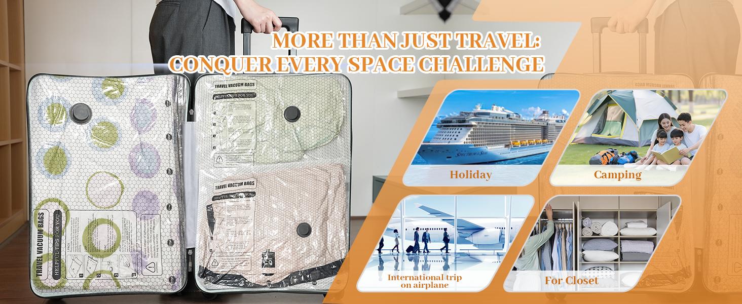 [2026 Upgraded] Cordless Travel Vacuum Bag Set with USB-15/9 Pack Vacuum Compression Storage Bags,Savers for Clothing & Travel Essentials. Zipper Pouches, Outdoor Packing System, Hand Organizer, Christmas Variety Pack