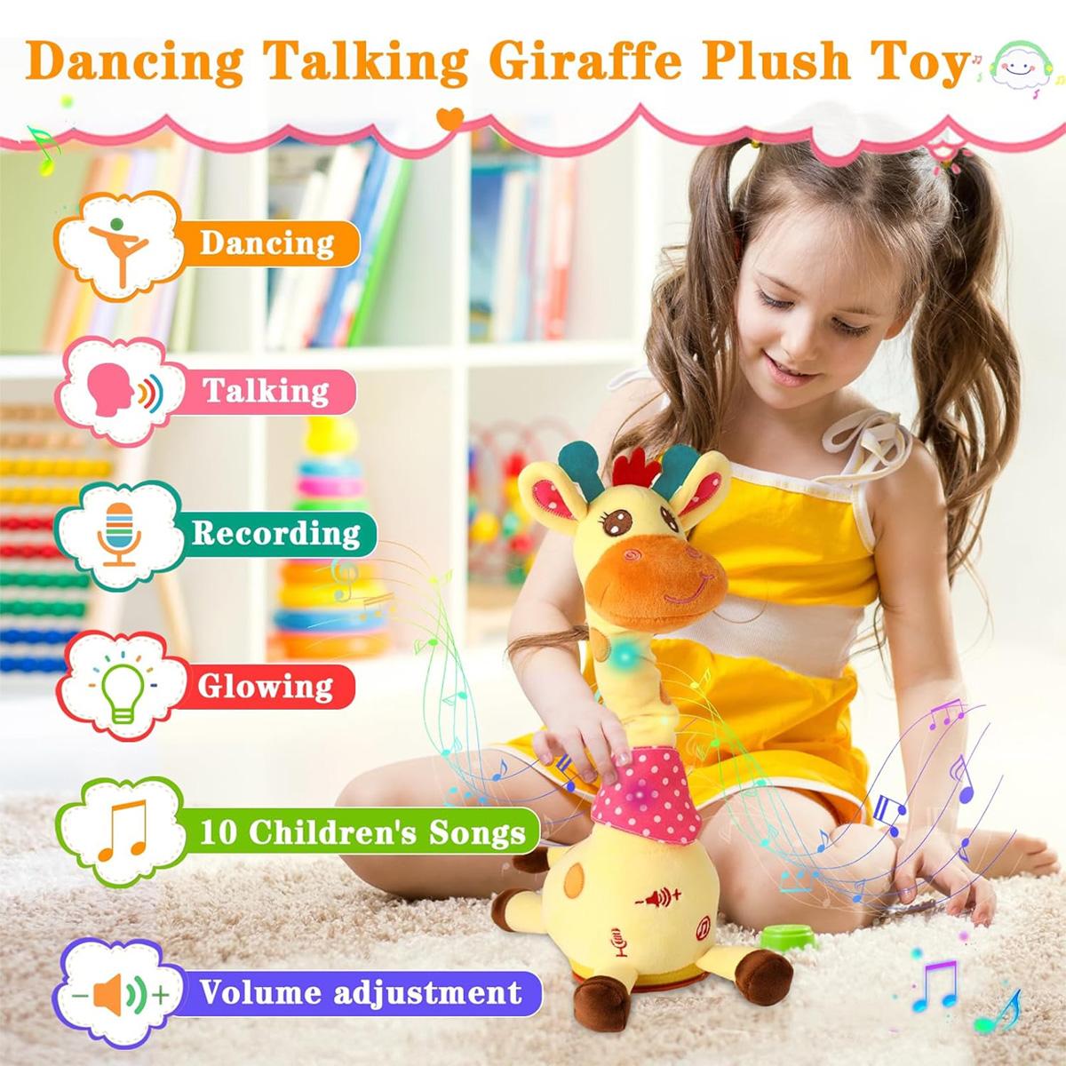 Dancing Talking Giraffe Toys Electronic Plush Toy Interactive Mimicking Toy with Recording and Repeating for Boys Girls Gift,  1-3 Years Old