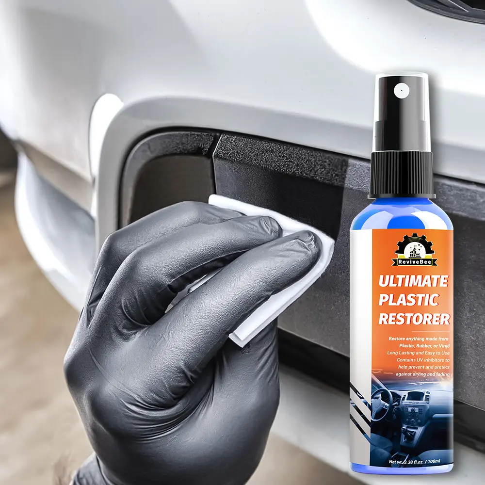 Automotive Plastic Restorer, Easy-to-Apply Solution for Exterior Trim, Bumpers & Mirror Covers - Pre-Wax Cleaners Included, Refreshes Faded Exterior Look for Regular Car Detailing, Refresh The Look Of Faded Exterior