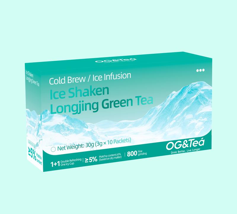 BOGO 2 Cartons Cold-brewed Iced Longjing Tea (1 Carton 30g 3g×10packs)×2 With Color Changing Glass Water Bottle Summer Green Tea